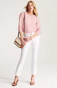 pintucked mixed-media top