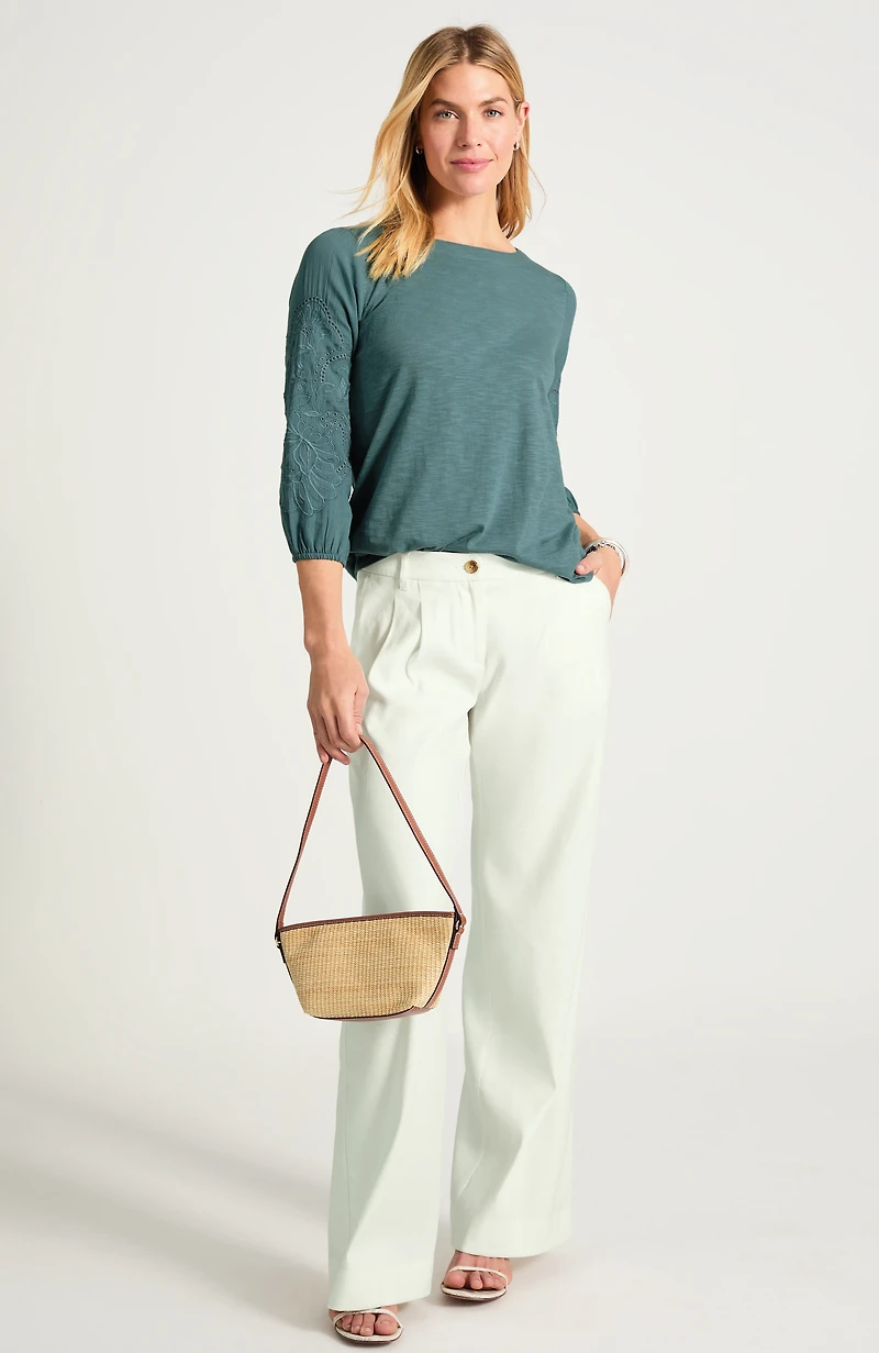 Mixed-Media Embroidered Top