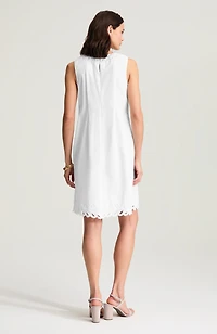 embroidered scalloped-hem dress