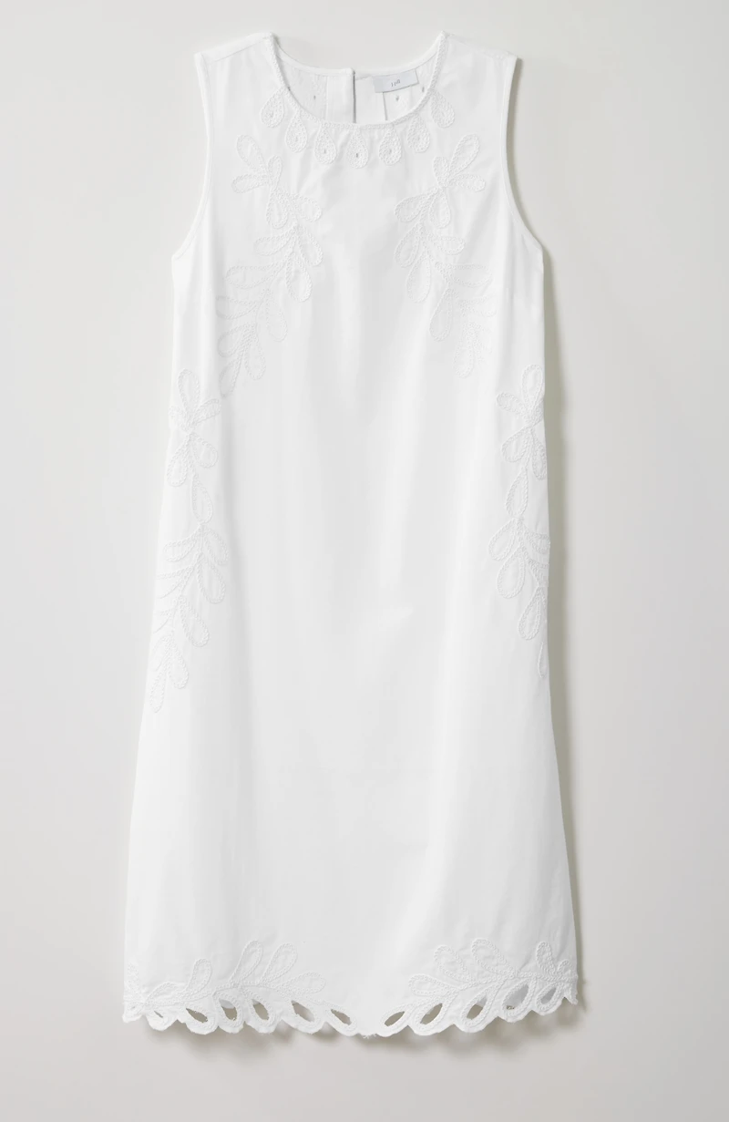 embroidered scalloped-hem dress