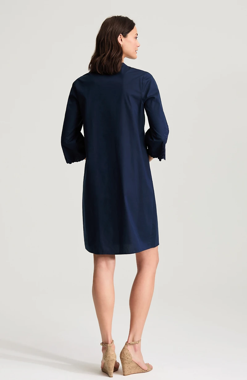 eyelet split-neck dress