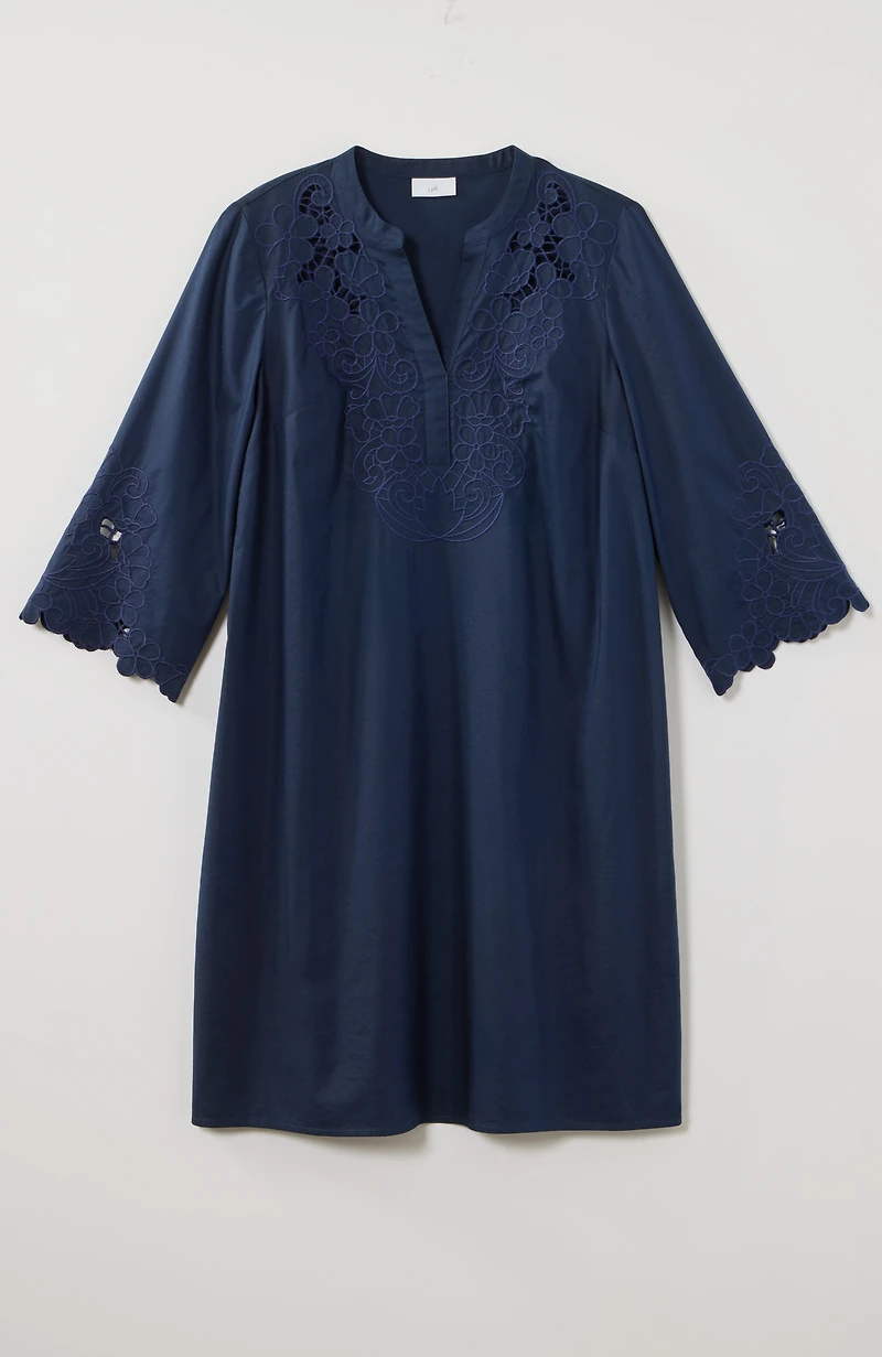 eyelet split-neck dress