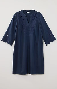 eyelet split-neck dress