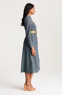 belted chambray shirtdress