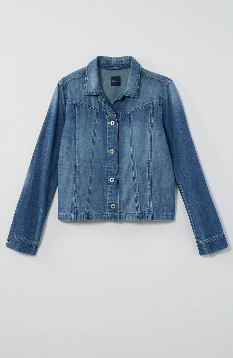 cotton & linen seamed denim jacket