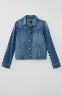 cotton & linen seamed denim jacket