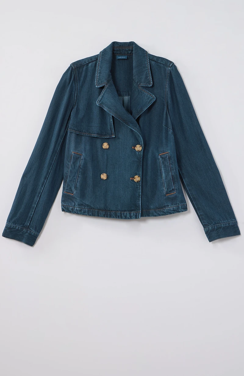 short denim trench