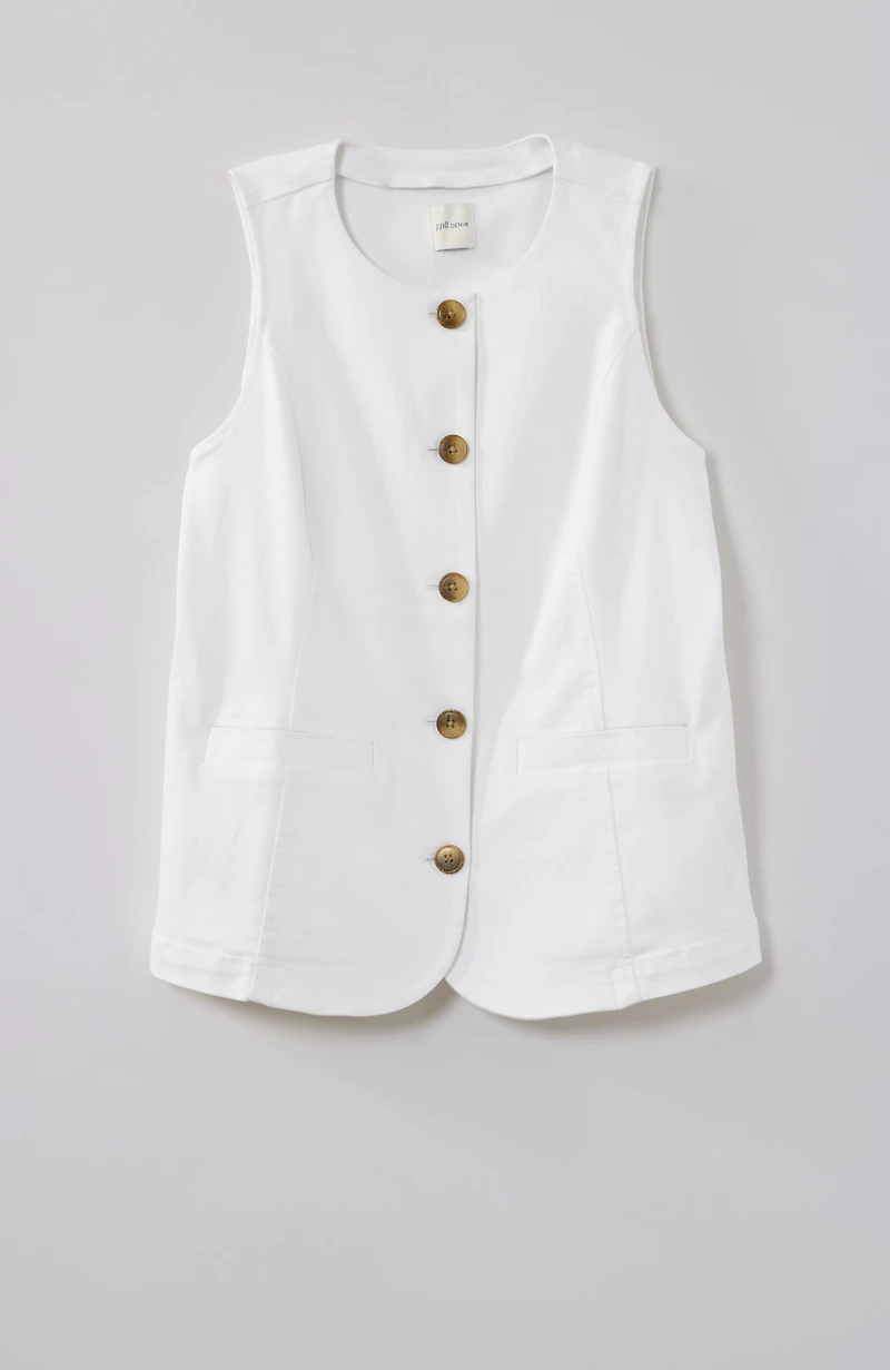 denim button-front vest
