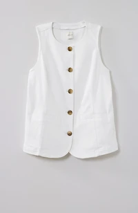denim button-front vest