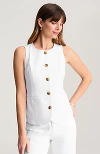 denim button-front vest