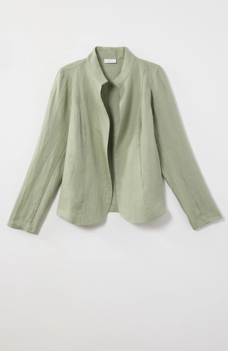 tissue linen open-front jacket