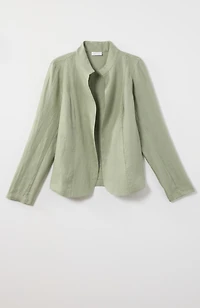 tissue linen open-front jacket