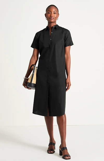 short-sleeve midi shirtdress