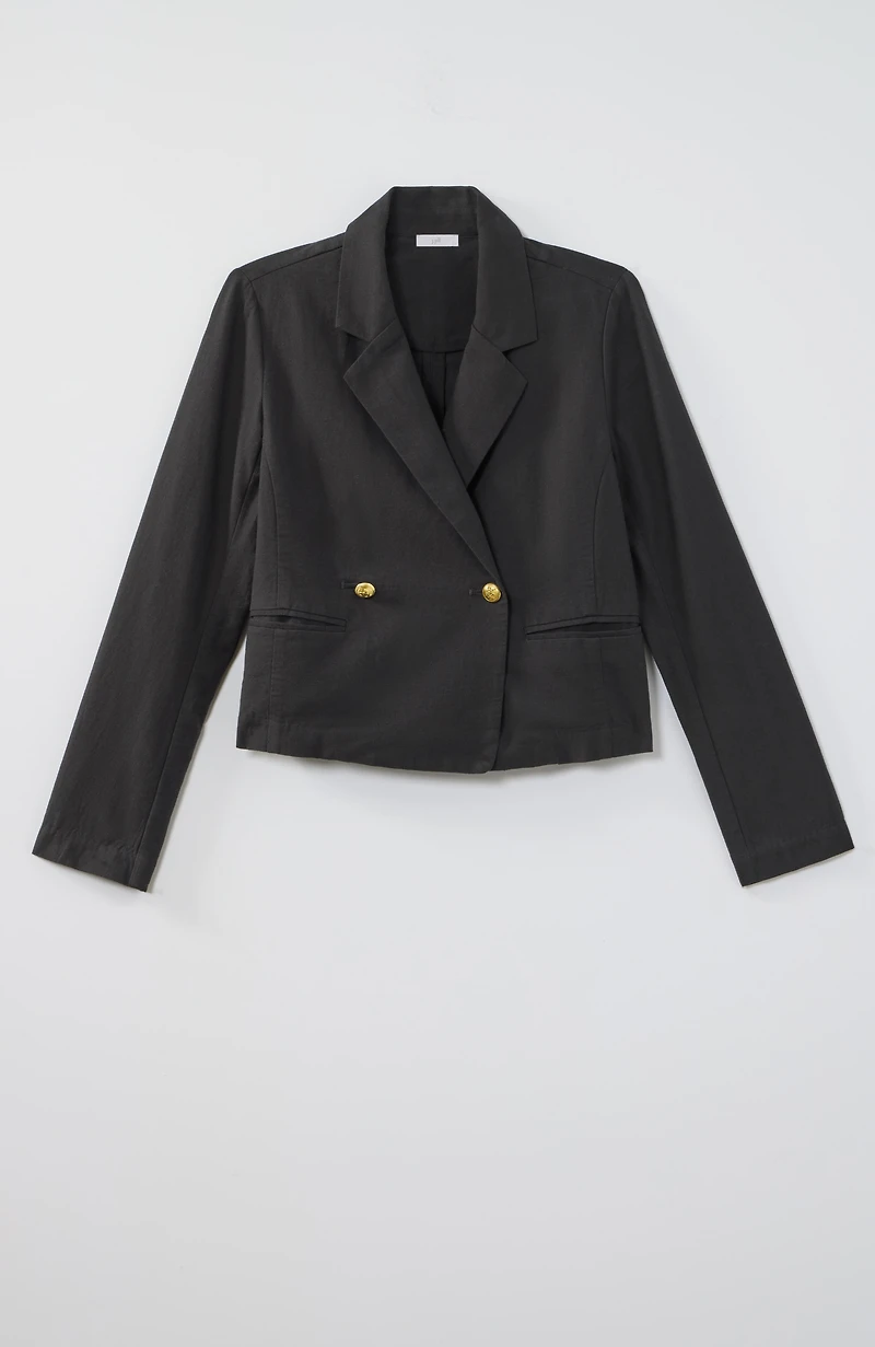 double-breasted cropped blazer