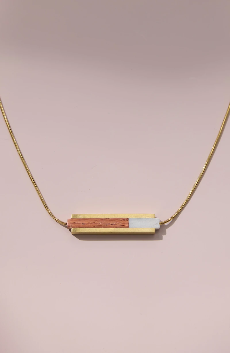 marble & rosewood bar necklace