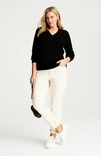 cabled v-neck pullover