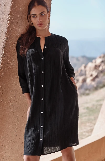 pure jill smocked cotton-gauze dress