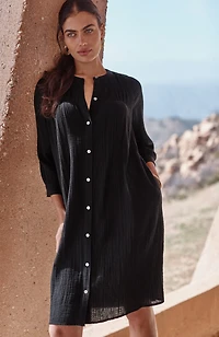 pure jill smocked cotton-gauze dress