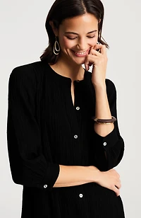 pure jill smocked cotton-gauze dress