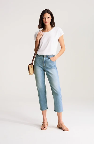 high-rise straight-leg cropped jeans
