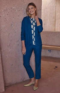 Pure Jill Indigo Dobby Slim-Leg Pant