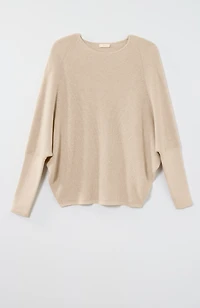 Rib-Textured Dolman-Sleeve Sweater