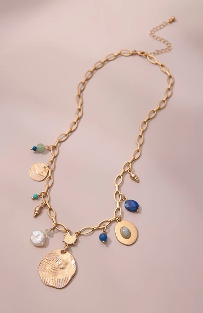 semiprecious & metal charm necklace