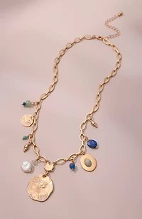 semiprecious & metal charm necklace