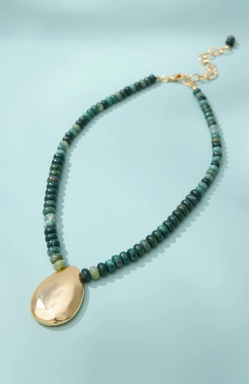 semiprecious moss agate pendant