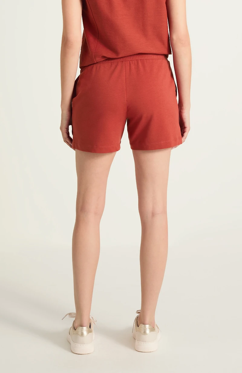 fit french terry tie-waist shorts