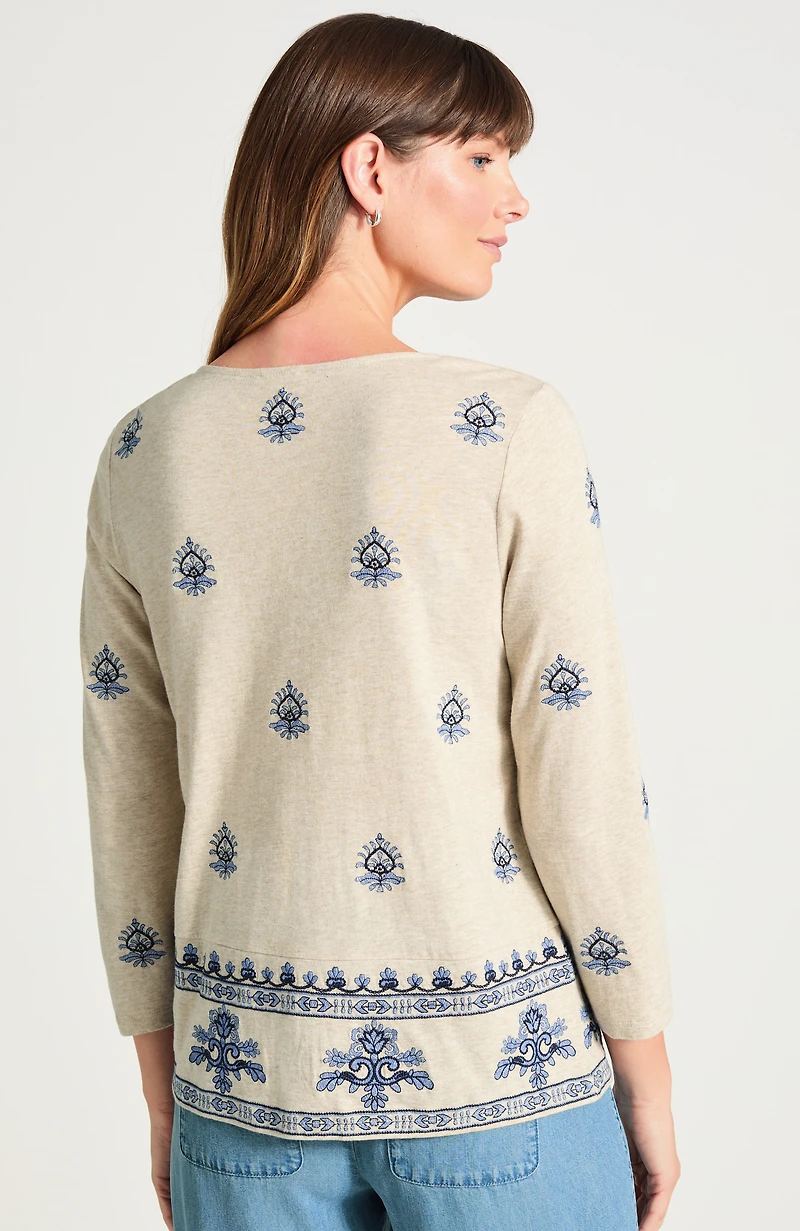 pure jill embroidered tee