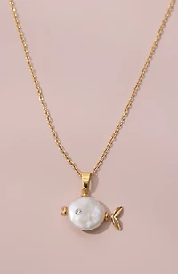 cultured freshwater pearl fish necklace