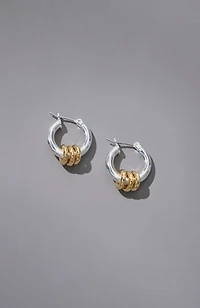 Mixed-Metals Interlock Hoop Earrings
