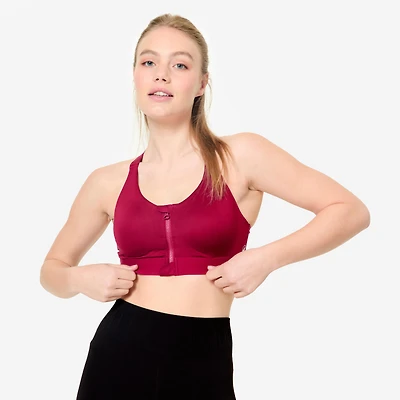 Women's High Support Zip-Up Sports Bra with Cups