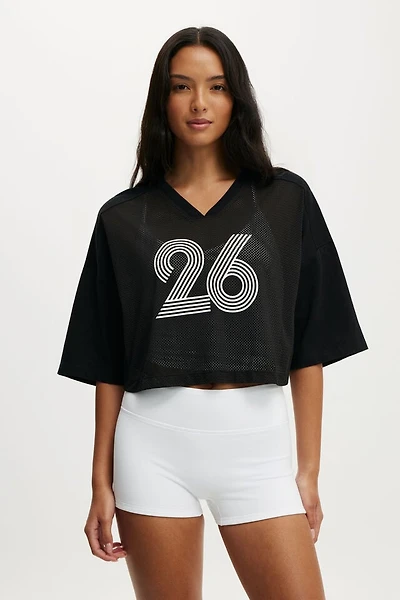 Active Mesh Cropped Graphic Tee