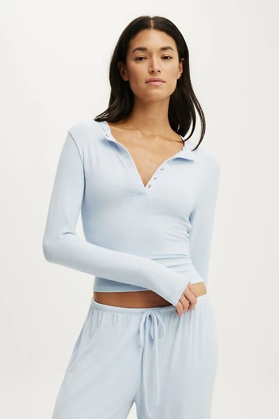 Super Soft Henley Long Sleeve Top