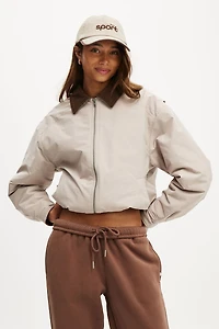 Contrast Collar Oversized Jacket
