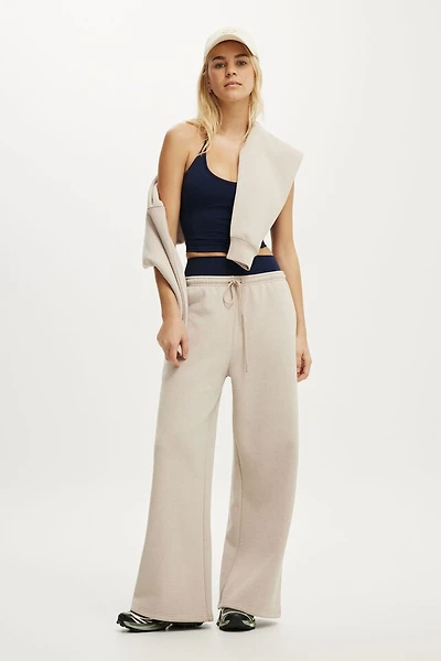 Plush Tie Waist Wide Leg Sweatpant