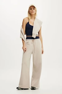 Plush Tie Waist Wide Leg Sweatpant
