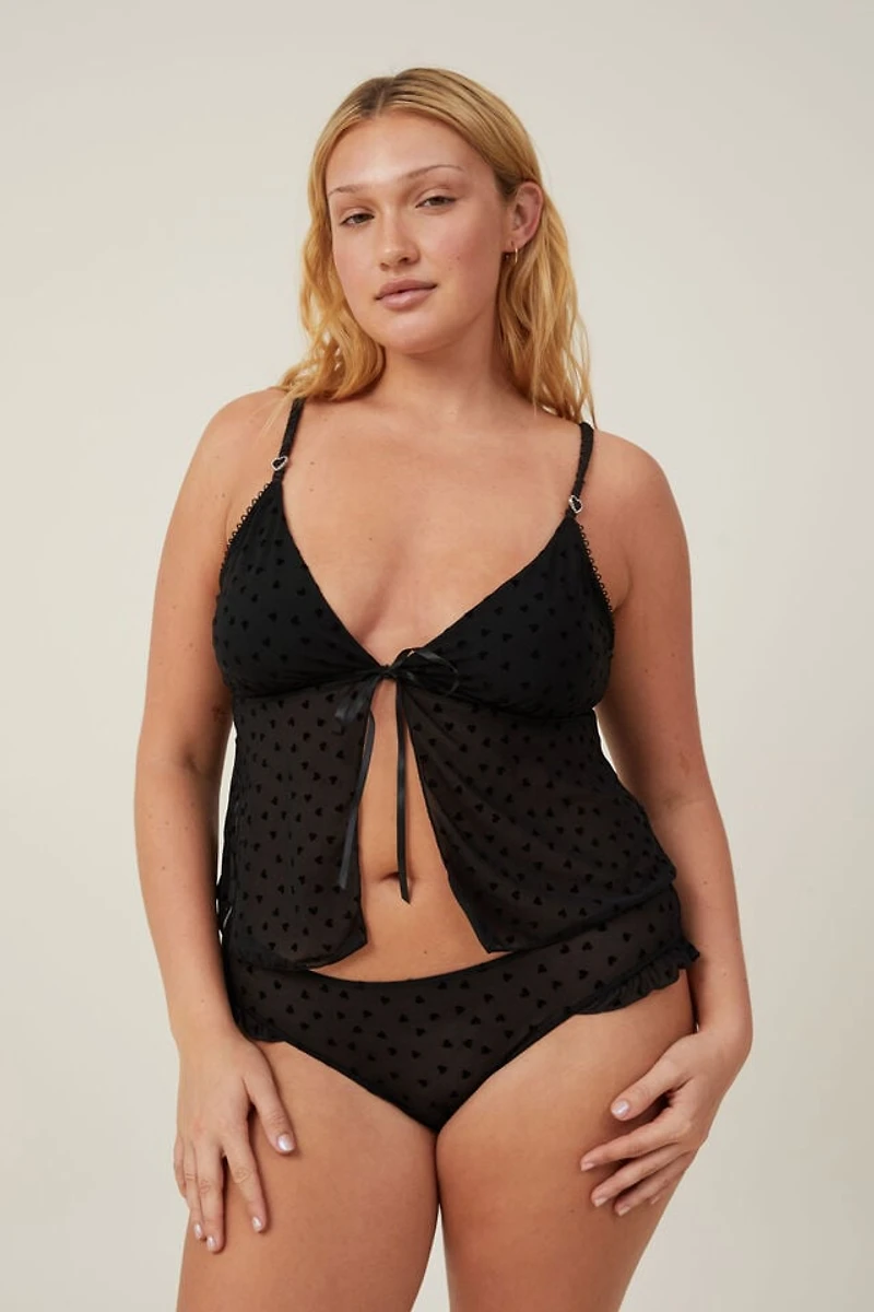 Sasha Flocking Mesh Longline Bralette