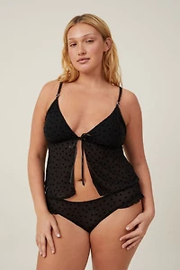 Sasha Flocking Mesh Longline Bralette