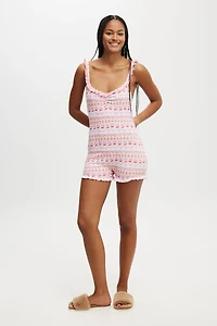 Rib Ruffle Boyleg Romper
