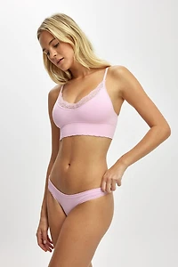 Seamless Longline Lace Trim Bralette