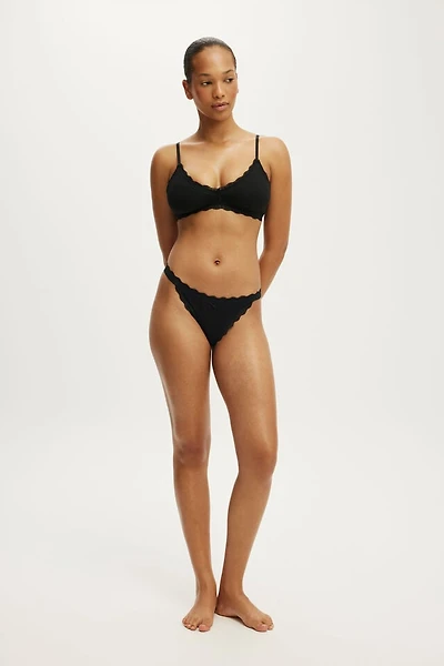 Organic Cotton Lace Thong Brief