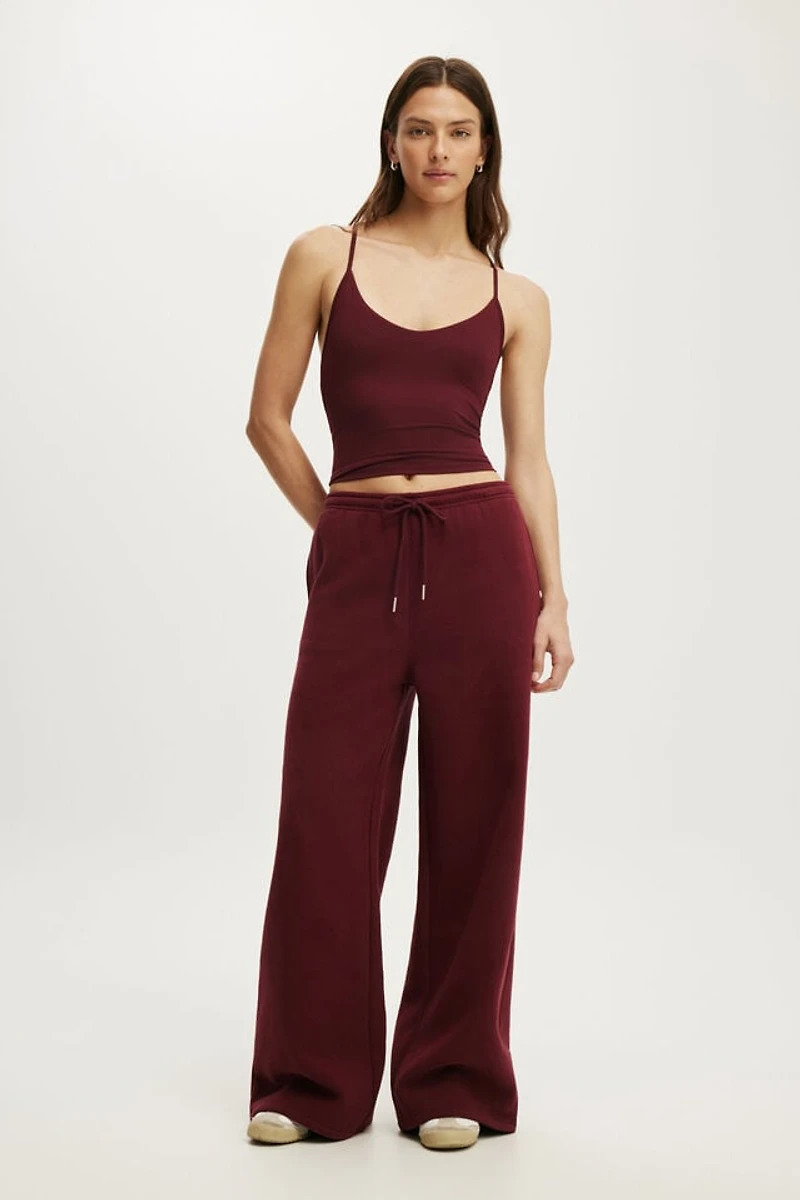 Plush Tie Waist Wide Leg Sweatpant