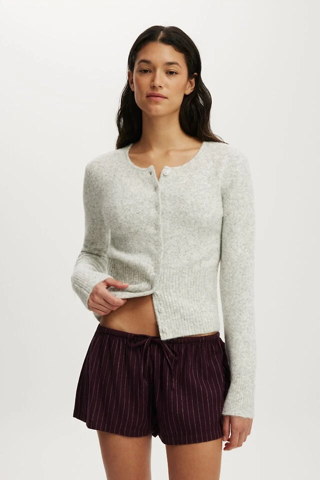 Fluffy Fitted Knit Cardi
