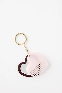 Heart Mirror And Comb Keychain