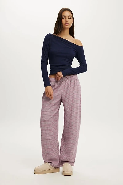 Flannel Barrel Leg Pant