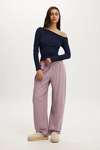 Flannel Barrel Leg Pant