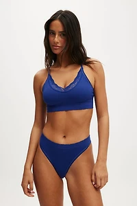 Seamless Longline Lace Trim Bralette